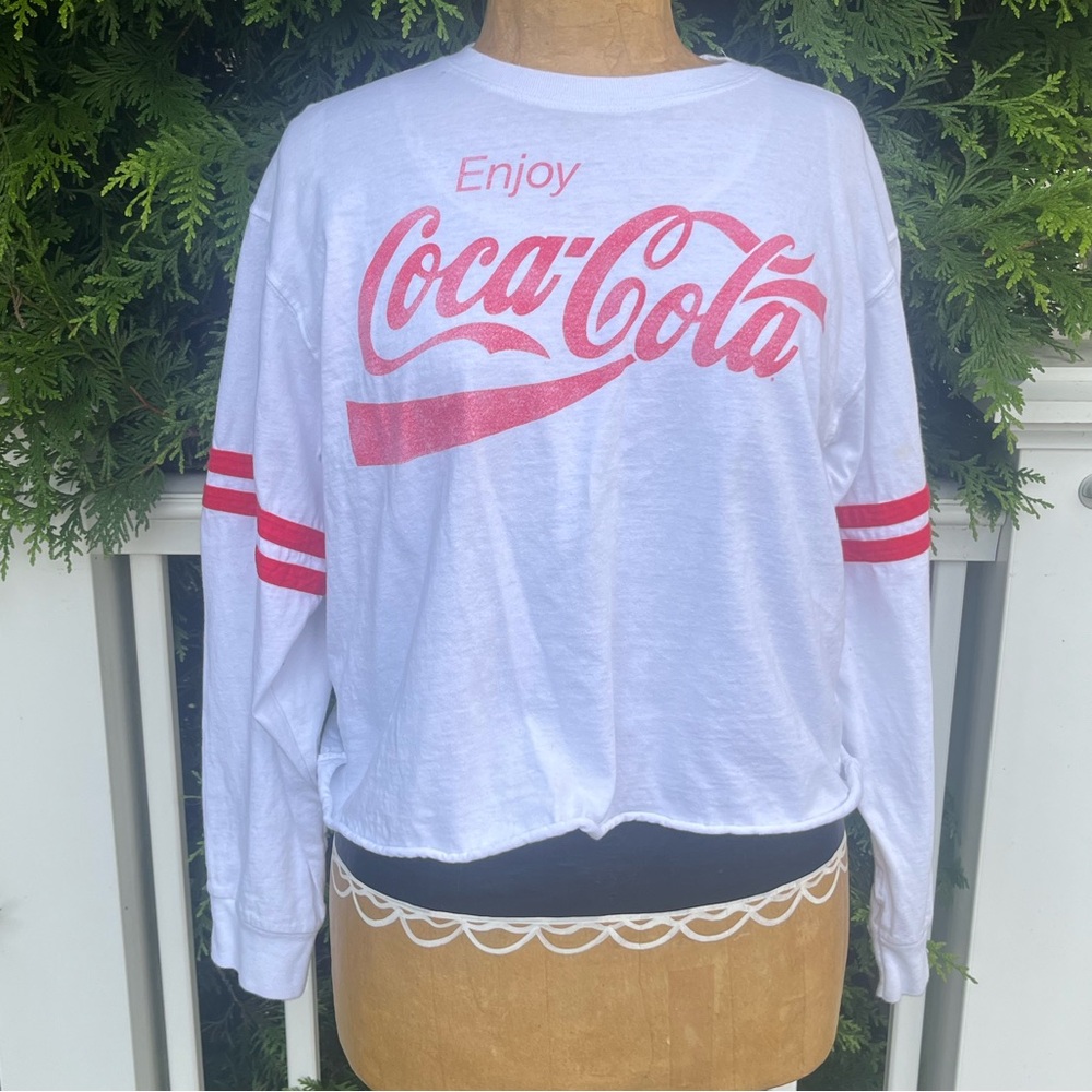 Coca Cola; White & Red; Long Sleeved Crop Top; Minor Visible Wear; Women’s XL